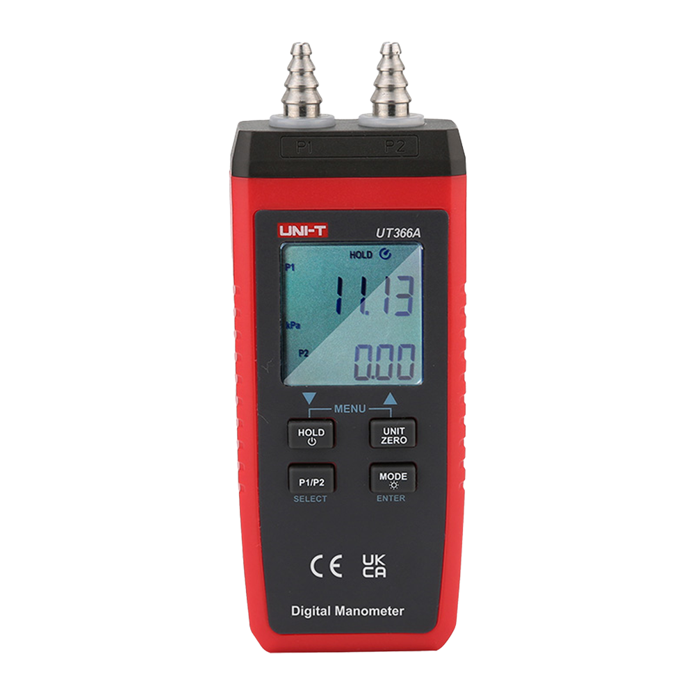 UNI-T UT366A - Manómetro digital - Mide presión y presión diferencial - Para ventilación y climatización - Indicador LED - Mide velocidad de aire (tubo Pitot necesario) - imagen 2