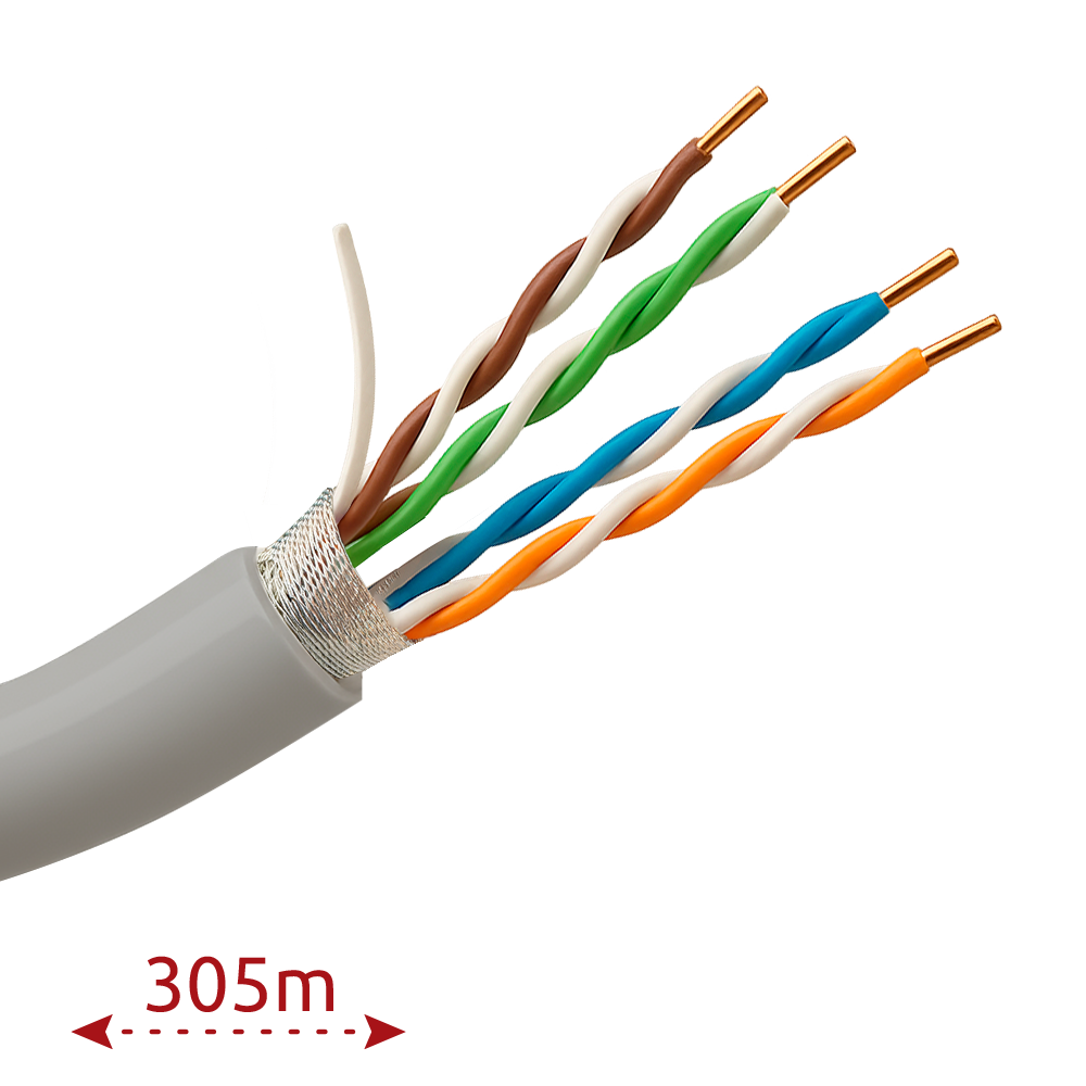 SAFIRE FTP5E-300-BC - Cable FTP - Categoría 5E - Rollo de 305 metros - Conductor OFC, pureza 99.9% cobre - Diámetro 5.5 mm - Cubierta color gris - imagen 2