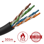 SAFIRE UTP5E-305-JELLY-OUTDOOR - Bobina de cable de red Cat5e de 305 metros - Conductor CCA aluminio recubierto de cobre - Relleno de gel Jelly antihumedad y agua - Cubierta exterior de polietileno PE robusto - Hilo de corte integrado para pelado fácil - imagen 2