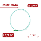 SAFIRE SF-LC-APC-OM4-0015M-D09-A - Pigtail de fibra óptica simplex - Fibra multimodo OM4 de alta velocidad - Conector LC con pulido APC - Diámetro ultrafino de 0.9 mm (tight buffer) - Longitud exacta de 1.5 metros - Cubierta exterior LSZH color Aqua - imagen 2
