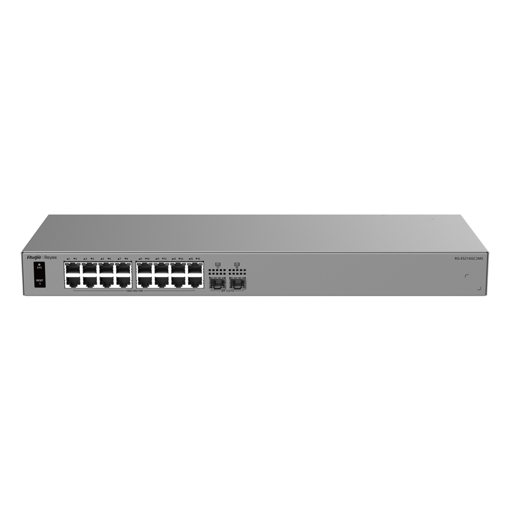 REYEE RG-ES216GC2MS - Ruijie Reyee Cloud Managed L2 Switch - 16 puertos Gigabit RJ45 y 2 ranuras 2.5G SFP - Resiliencia de red con protocolo de anillo ERPS - Gestión gratuita desde Ruijie Cloud y App Reyee - Chasis metálico para rack sin ventiladores - Pr - imagen 2