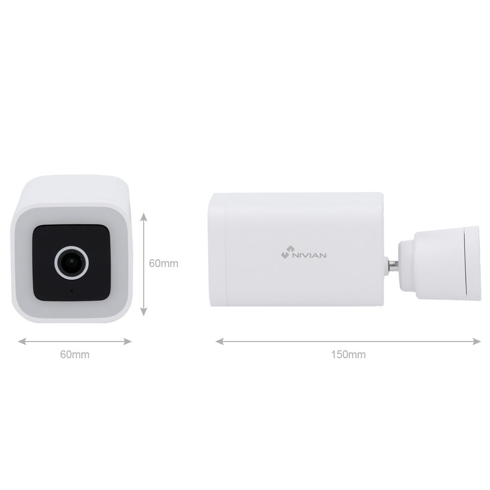 NIVIAN NVS-IPC-03-L - Nivian Smart Cámara 2.5K 4MP - Wifi 2.4 GHz | Exterior IP65 - IR 10 m | Full Color | Luz blanca - Detección de personas - Grabación en tarjeta MicroSD o Cloud - Compatible TUYA Smart / Google / Alexa - imagen 2