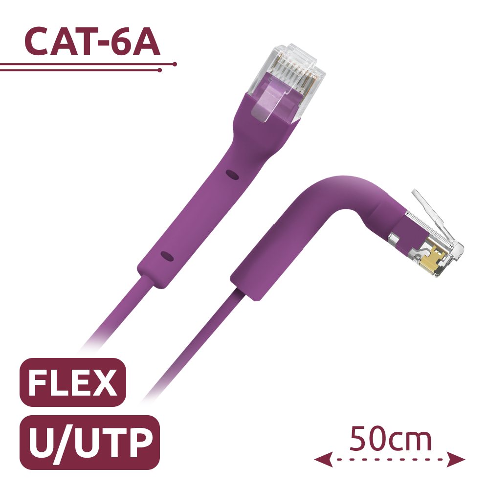 SAFIRE UTP6A-FLEX-05P - Cable UTP flexible - Ethernet - Conectores RJ45 - Categoría 6A - 0,5 m - Color morado - imagen 2