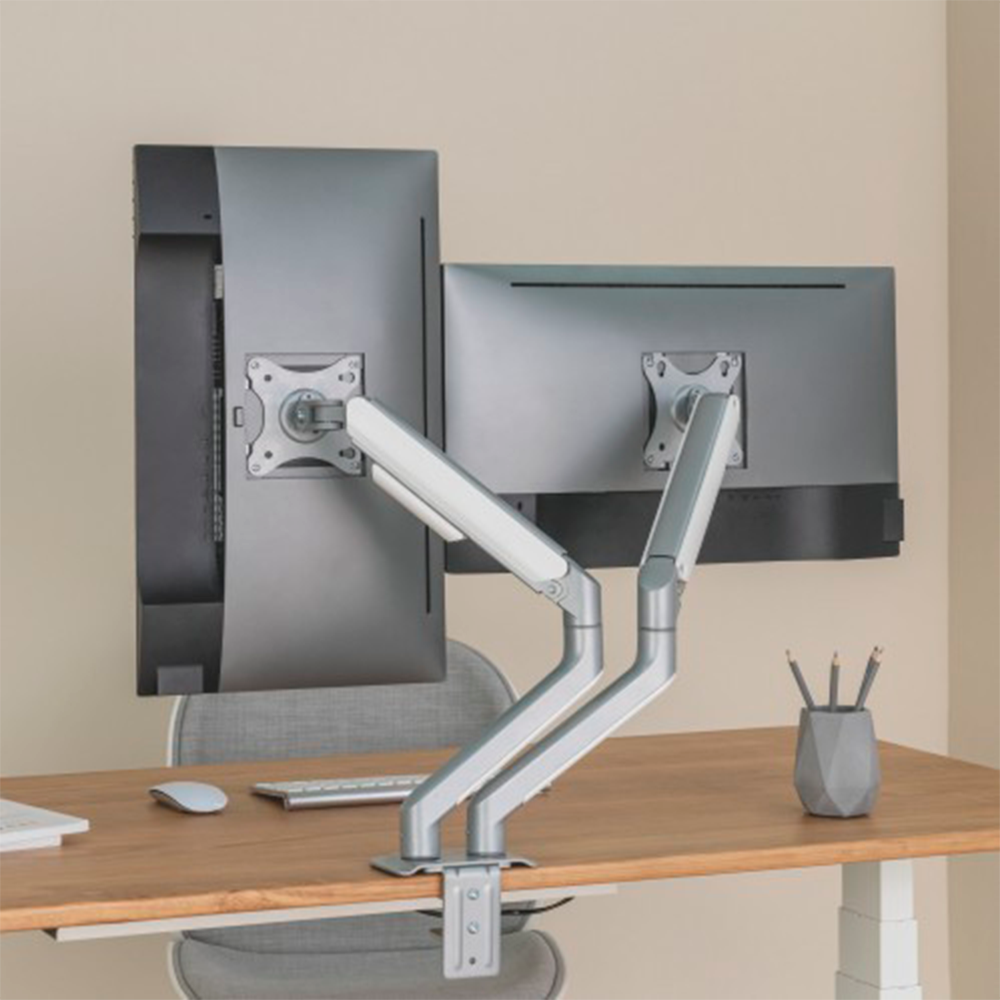BRATECK LUMI LDT63-C024-SILVER - Brazo para dos monitores - Instalación en mesa - Peso soportado 9 Kg/Brazo - imagen 2