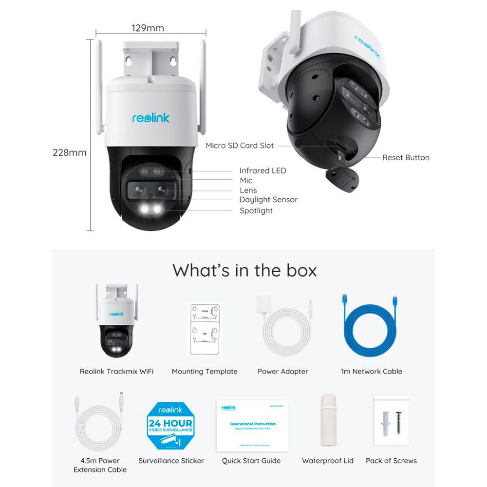 REOLINK RL-TRACKMIX-B770 - Reolink Camara Doble Lente a Batería - 8MP (3840 x 2160) / WiFi Dual - IR 30 m / Modo Color Nocturno - Deteccion por PIR Humanos / Vehículos / Mascotas - Seguimiento &amp; zoom automáticos - Apta para exterior - imagen 2