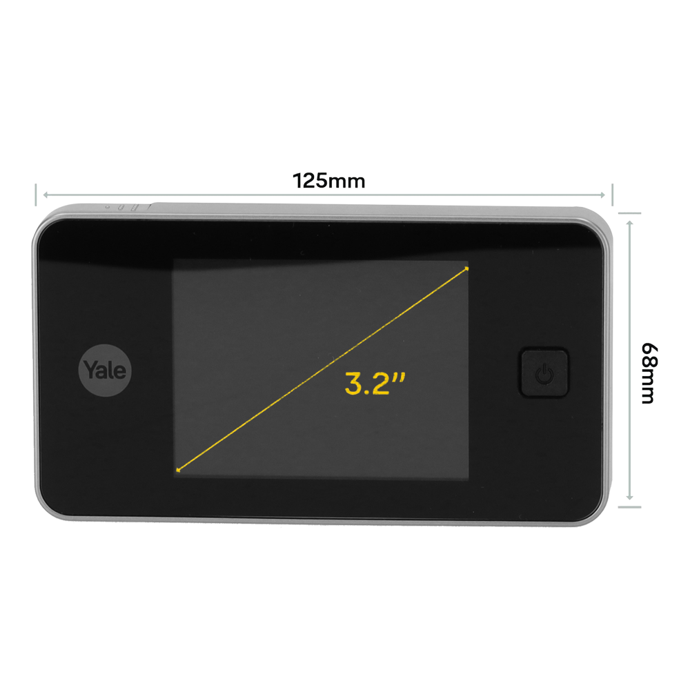 YALE-DOORVIEWER500-SILVER - Mirilla digital - Cámara 0.3 Mpx | Ángulo de visión 105º - Pantalla LCD TFT 3.2" - Puertas con espesor entre 38 y 110 mm - Alimentación con baterías AAA - Color plata - imagen 2