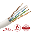 SAFIRE UTP6A-500-LSZH-B2ca - Cable de datos U/UTP Categoría 6A de 4 pares - Conductor de cobre sólido puro Bare Copper - Cubierta exterior LSZH de alta seguridad B2ca - Rendimiento de transmisión de datos hasta 500 MHz - Separador interno cruciforme para - imagen 2