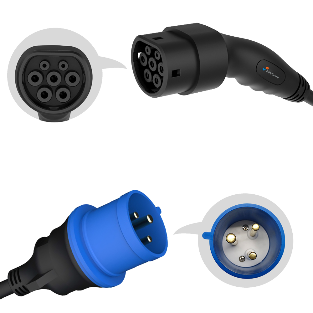 NIVIAN NVS-EVCHARGER-7KW-PORTABLE-7500 - Cargador portable para vehículos eléctricos - Potencia 7,4kW / 32A / Monofásica - Conector tipo 2 - Protección IP54 - Monitorización con Tuya Smart - Cable 5m incluido - imagen 2