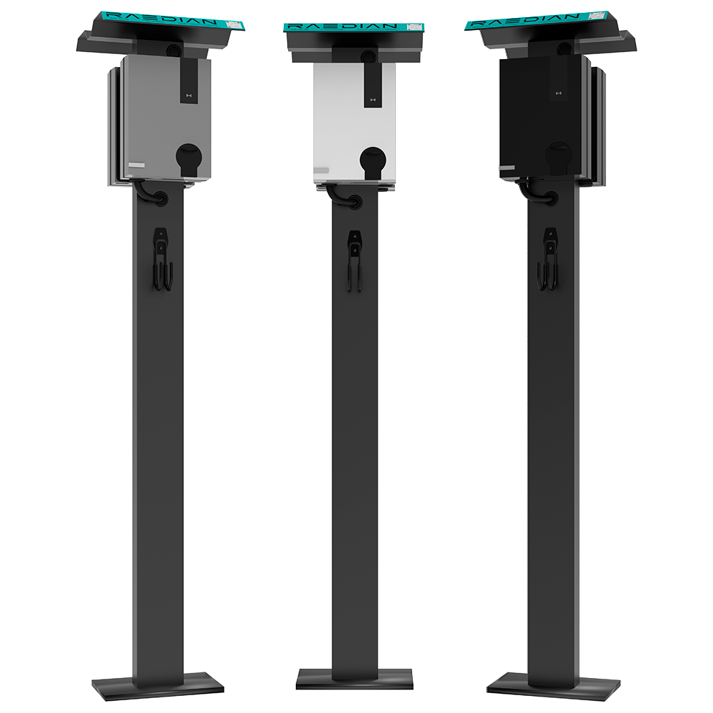 RAEDIAN RD-NEO-PDST-DS-H-B - Pedestal para cargador de coche eléctrico - Compatible con RAEDIAN NEO/NEX/NORA - Pedestal con techo - Soporte para manguera de carga - Aluminio - Tornillería incluida - imagen 2