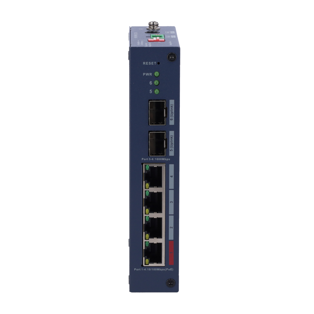 X-SECURITY XS-SW0604-96-DIN-HIPOE - X-Security Hardened L2 Managed Switch - 6 Puertos Totales (4 PoE / 2 Uplinks 1G SFP) - Suministro de ultra potencia PoE++ de hasta 90W - Alta disponibilidad con motor PoE Watchdog - Rango térmico de operación de -30°C a - imagen 2