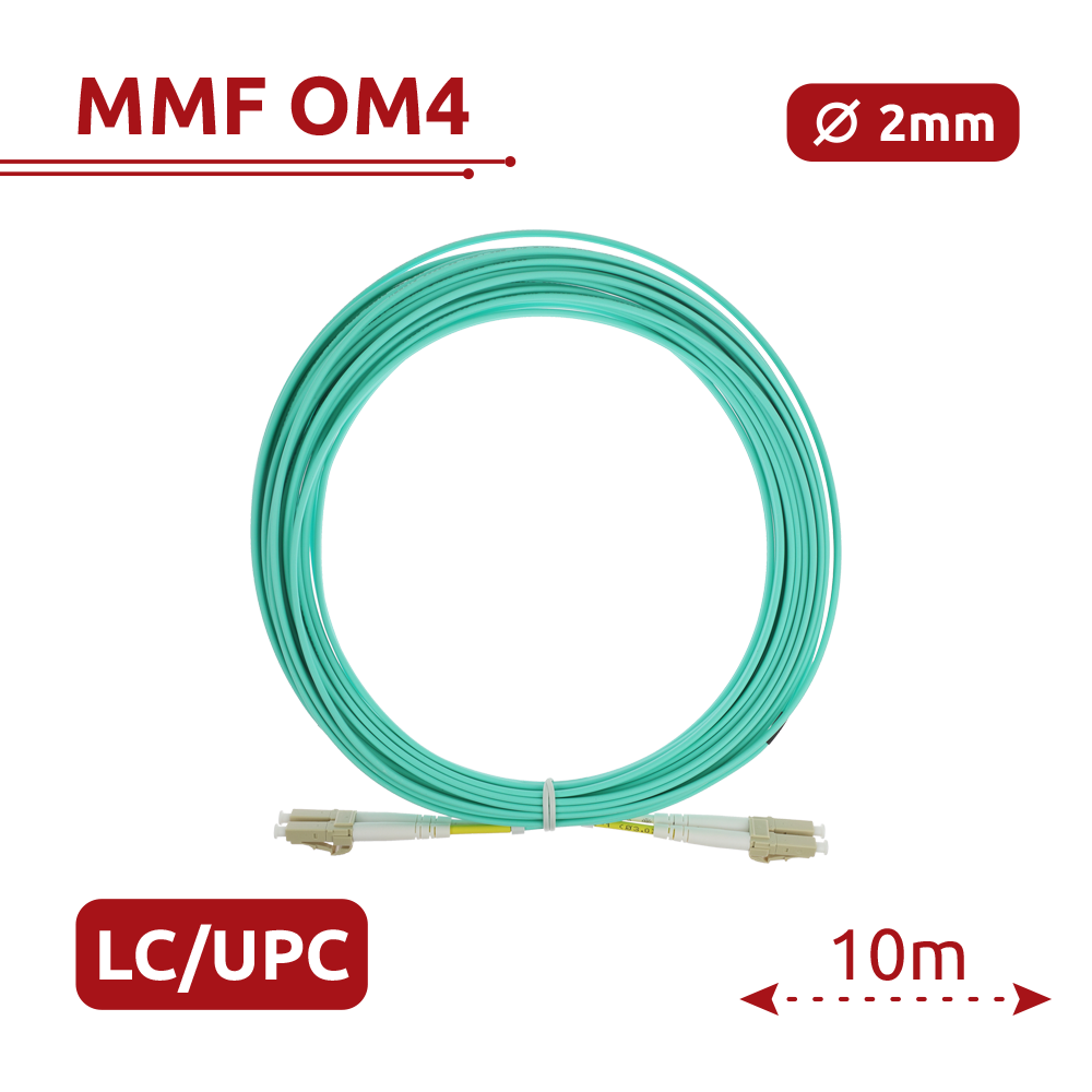 SAFIRE SF-LC-UPC-LC-UPC-OM4-DX-10M-A - Cable de conexión de fibra óptica - Fibra multimodo OM4 de alta velocidad - Conectores LC UPC en formato dúplex - Longitud exacta de 10 metros - Cubierta exterior LSZH segura - Compatibilidad de uso genérica - imagen 2