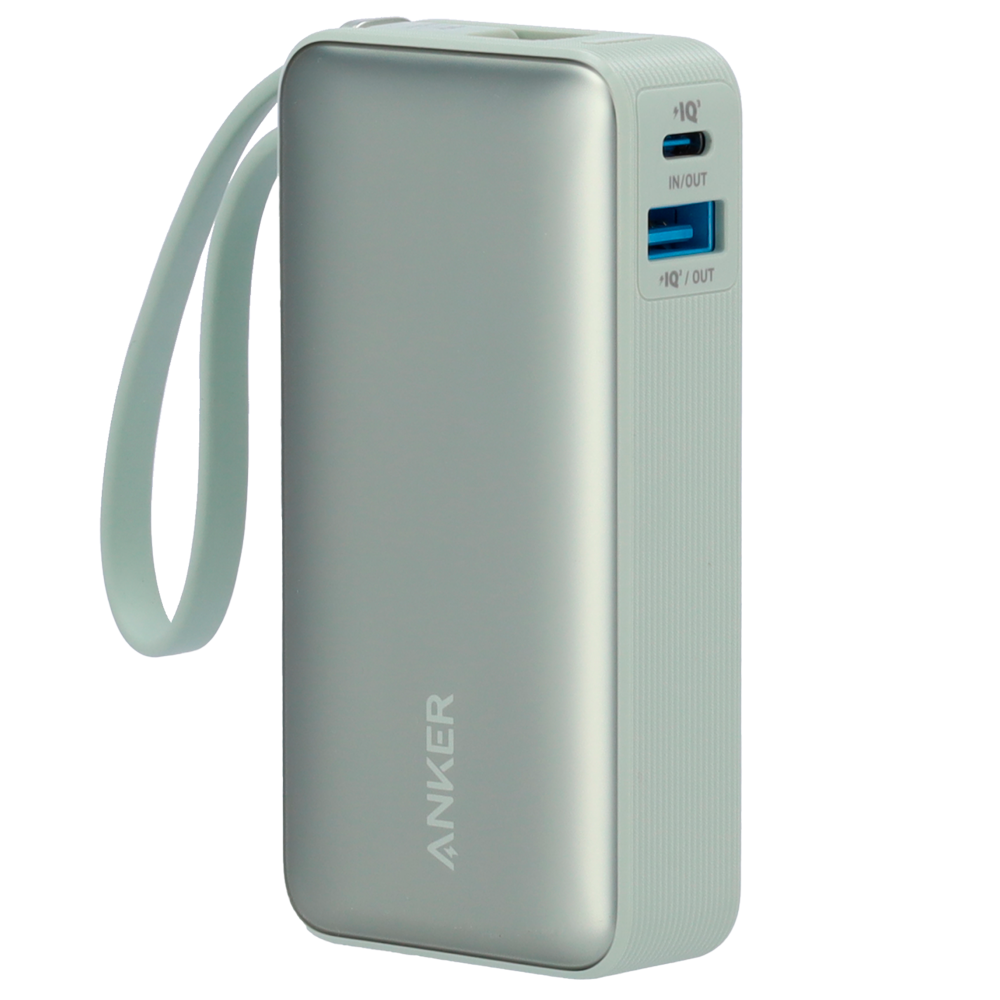 ANKER ANK-1259-G - Anker Power Bank con pantalla LCD - Capacidad 10000mAh | Color verde - Entradas cable integrado, Puerto USB-C - Salidas cable integrado, USB-C y USB-A - Cable integrado: USB-C - Carga rápida | 3 dispositivos a la vez - imagen 2