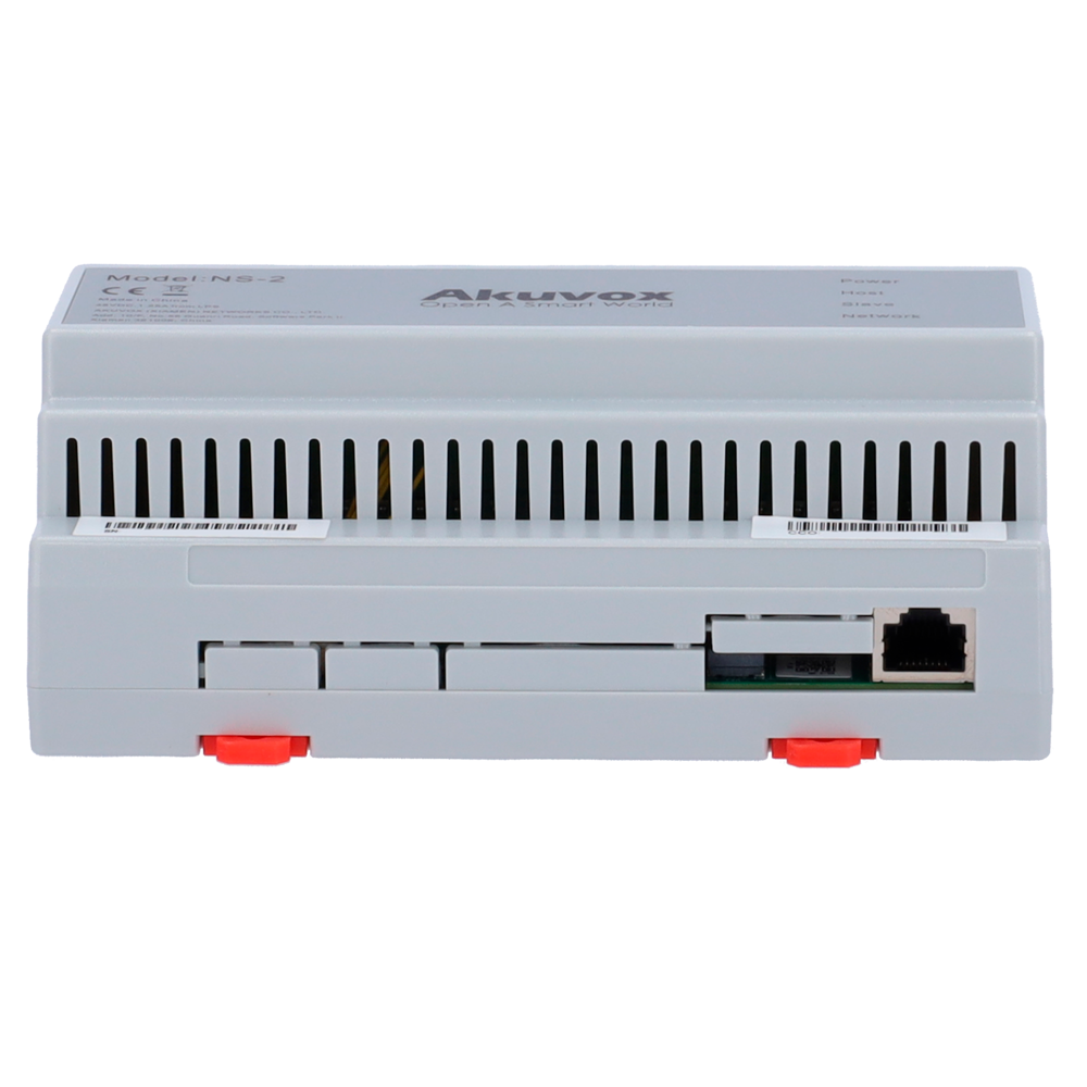 AKUVOX AK-NS-2 - Conversor 2 hilos a IP - 6 grupos de 2 hilos - TCP/IP con RJ45 - Alimenta dispositivos de 2 hilos - Conexión de conversores en cascada - Montaje en carril DIN - imagen 2