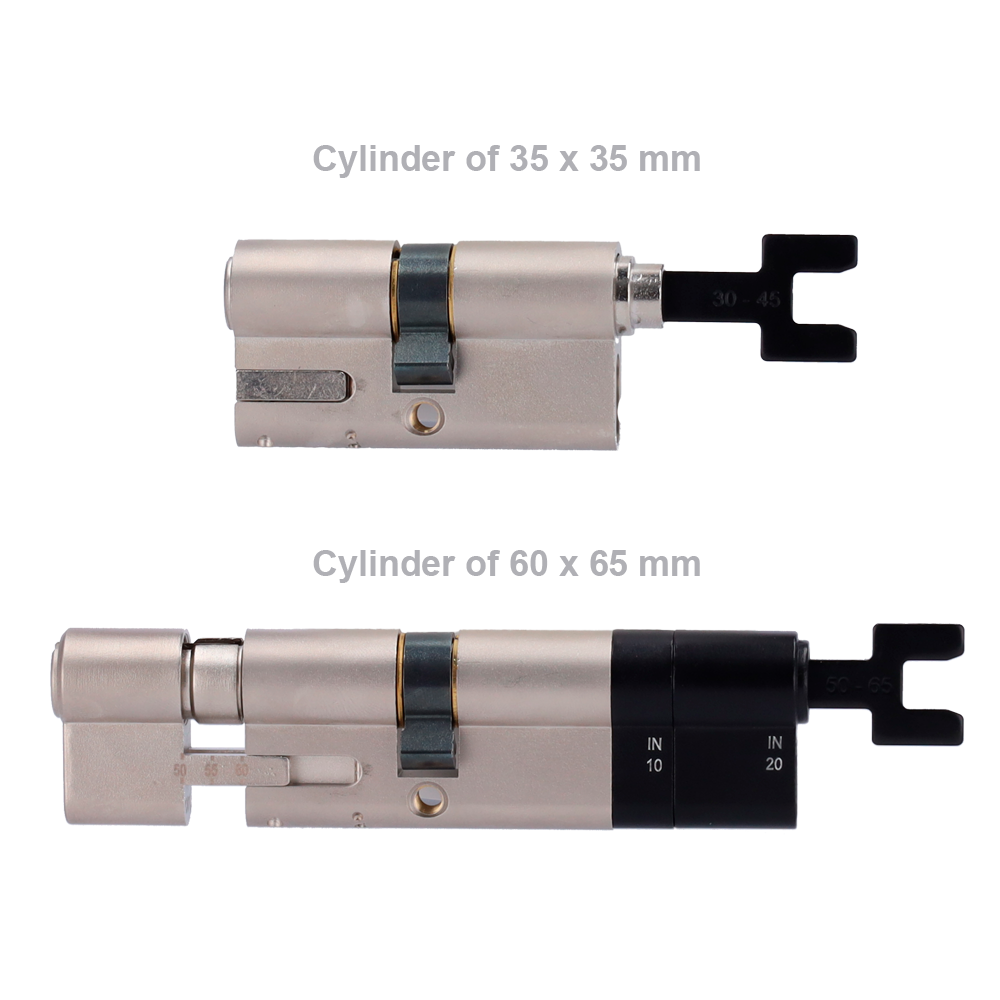 YALE-CYLINDER-ADJ - Cilindro regulable doble embrague - Anti-bumping, ganzúa y taladro - Apto para YALE-LINUS-L2 - Sistema de serreta de 6 pines - Dimensiones desde 30 x 30 mm a 60 x 65 mm - Incluye 2 llaves físicas - imagen 2