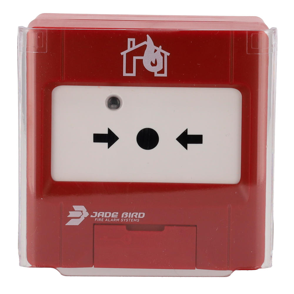 JADE BIRD JBE-2100C - Pulsador analógico Jade Bird - Rearmable, tapa de protección incluída - Indicador luminoso y visual de activación - Contacto seco auxiliar - Certificado EN 54-11 - imagen 2
