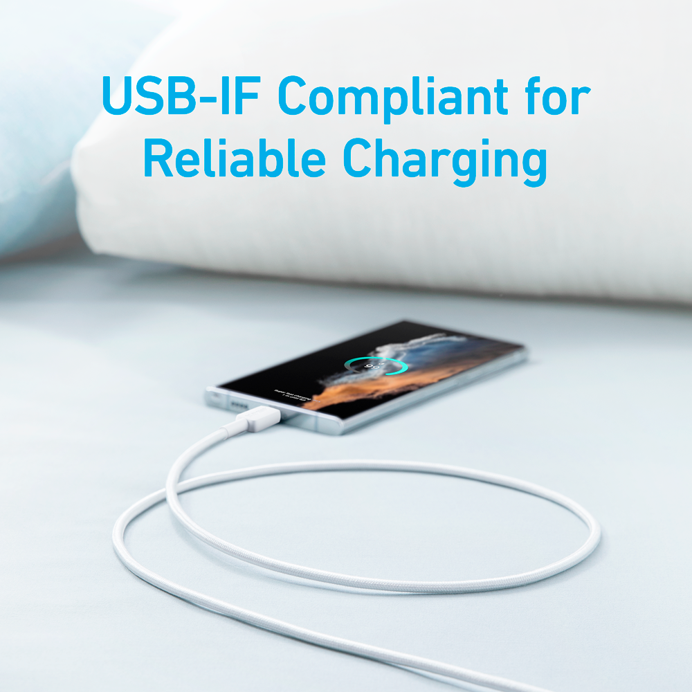 ANKER ANK-322-USBA-USBC-180-W - Anker - Cable USB2.0 - USB-A a USB-C - Cable de nylon trenzado - Longitud 1.8m - Carga rápida hasta 15W | Color blanco - imagen 2