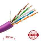 UNIVIEW UV-UTP6-300-BC24AWG-B2CA-R-V - Uniview Cable UTP categoría 6 - Conductor OFC,100% cobre - Diámetro 24 AWG-0,53mm - Certificado CPR: B2ca-s1a,d0,a1 - Cubierta exterior LSZH / Color violeta - Se suministra en bobina de madera de 305m - imagen 2