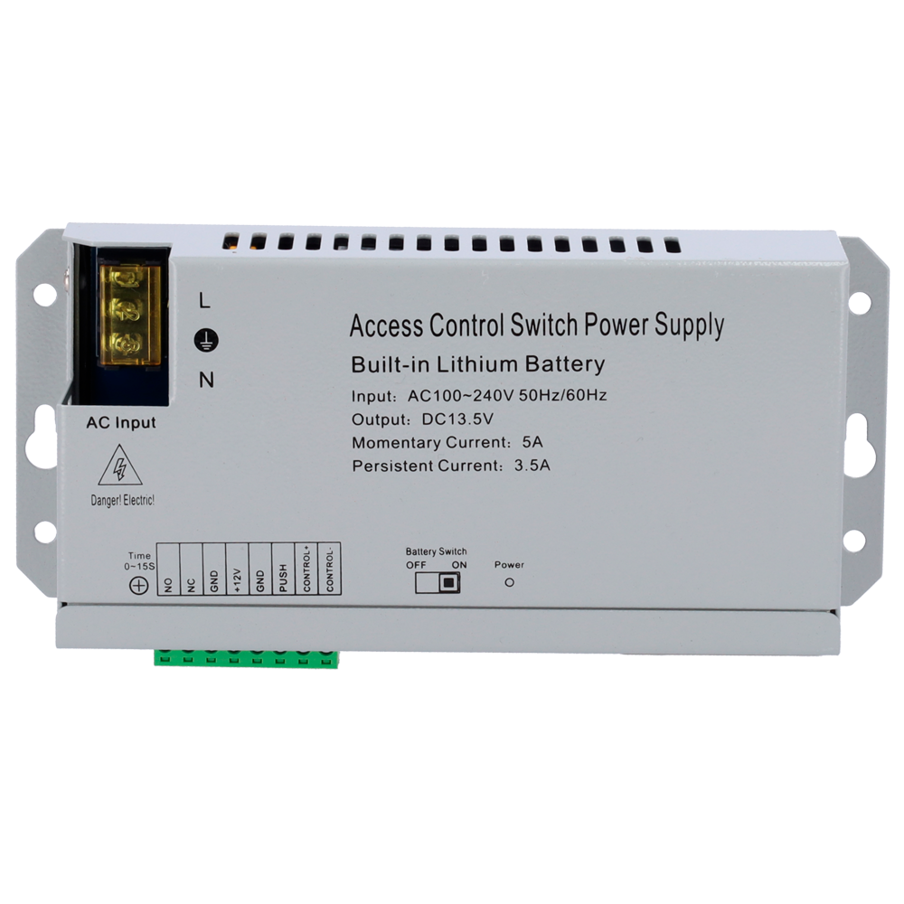MARCA BLANCA AC-12DC3A-BAT - Alimentador para control de acceso - Configurable NO/NC - Salida DC 13.5V / 3.5A / 36W - Sin caja - Batería auxiliar de litio 12V / 7Ah incluida - Montaje en superficie - imagen 2