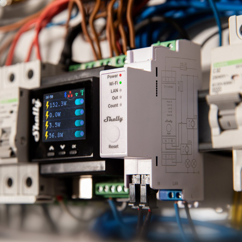 SHELLY SH-PRO-3EM-400A - Shelly Pro 3EM 400A - Medición trifásica de alta precisión hasta 400A - 3x Pinzas 400A Incluida - WiFi 2.4GHz / Bluetooth / LAN - Soporta AC 110-240V / Medidor de Consumo - Compatible con Alexa y Google - imagen 2
