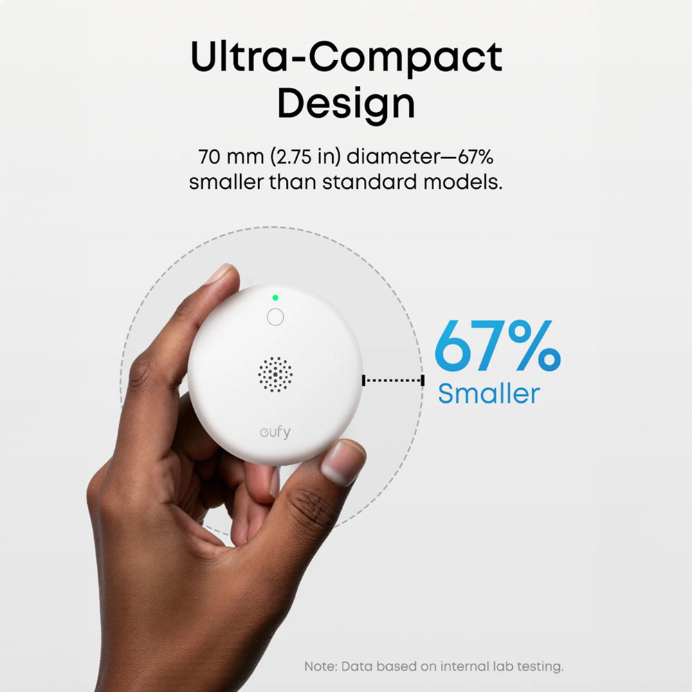 EUFY-ALARM-SMOKE-E10 - Sensor Detector de Humo Eufy E10 - Inalámbrico 868 MHz - Compatible con el sistema de alarma Eufy - Botón de enlace rápido a HomeBase - Funcionamiento a pilas / Diseño compacto - Apto para interior - imagen 2