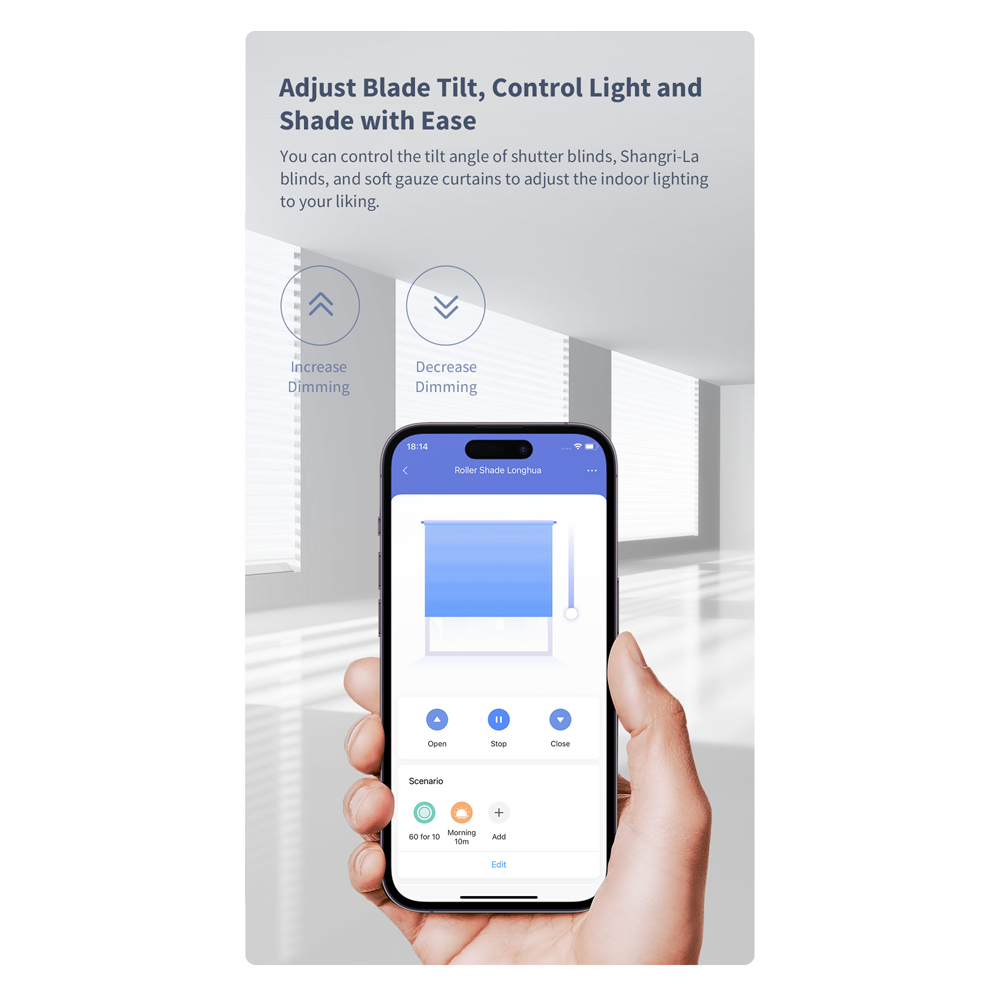 AQARA AQ-CD-M03D - Aqara Control de Cortinas Enrollables T1S - Automatización interna para tubos de estor - Motor de funcionamiento silencioso - Zigbee / Matter - Soporta AC220V - 230V - Compatible con Apple Homekit / Alexa y Google - imagen 2