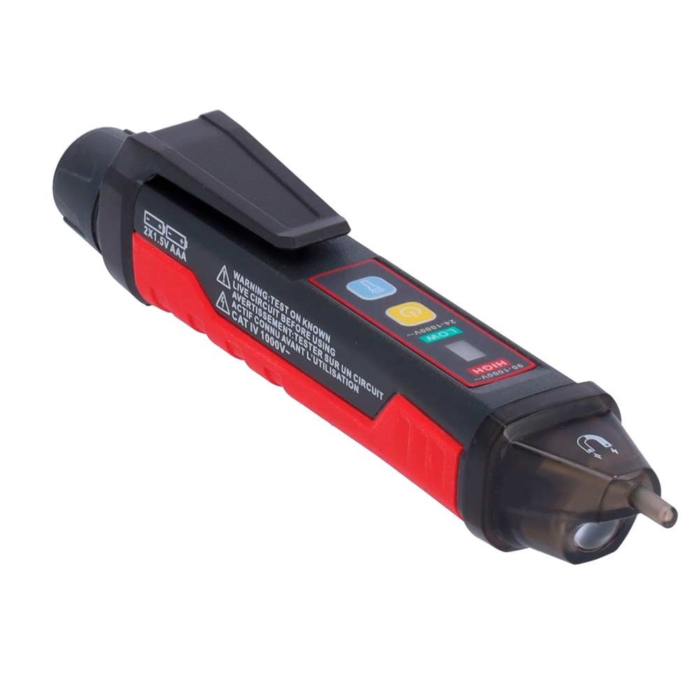 UNI-T UT12M - Detector de tensión AC sin contacto - Modo de alto y bajo voltaje hasta 1000 V - Aviso audible y LED visible - Apagado automático - Indicador de baja carga - Señalización óptica de campo magnético - imagen 2