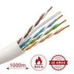 SAFIRE UTP6A-1000-LSZH-B2ca - Cable de datos U/UTP Categoría 6A de 4 pares - Conductor de cobre sólido puro Bare Copper - Cubierta exterior LSZH de alta seguridad B2ca - Rendimiento de transmisión de datos hasta 500 MHz - Separador interno cruciforme para - imagen 2