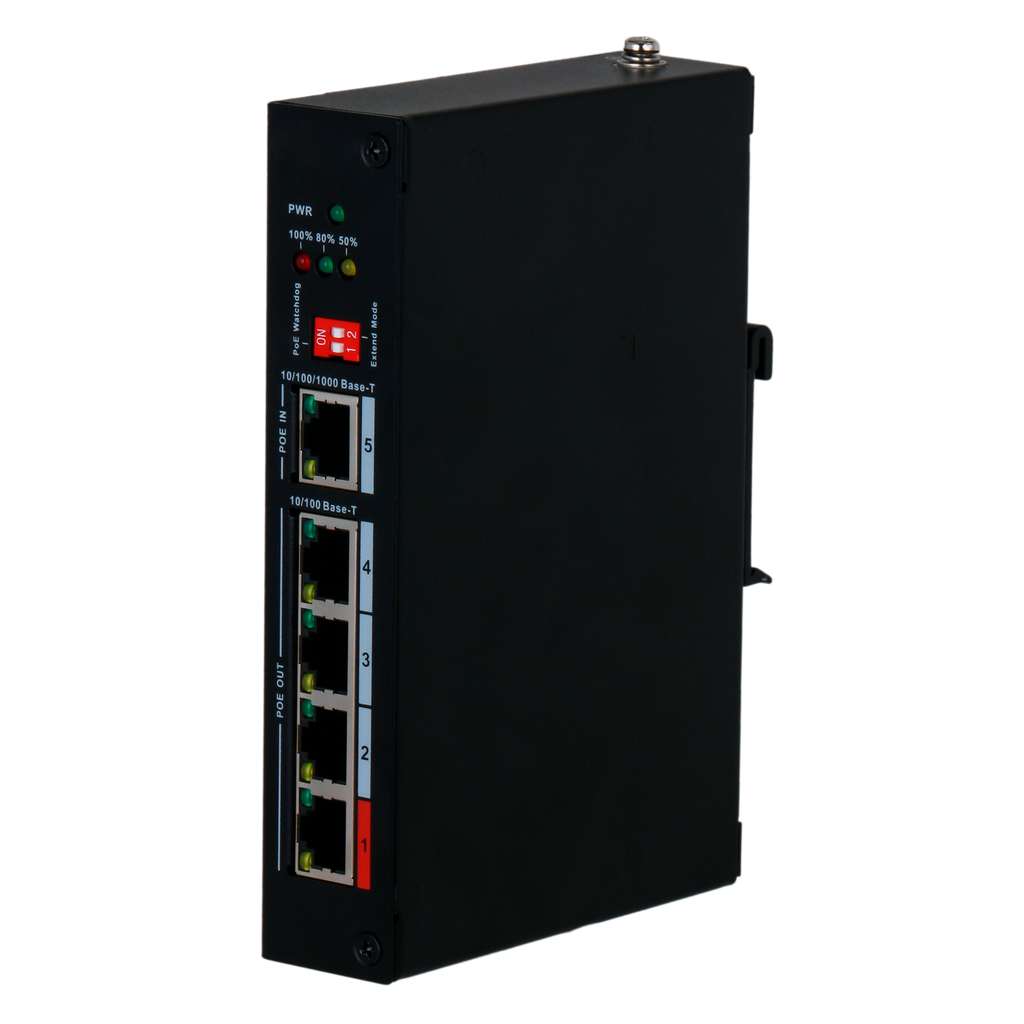 BRANDED PFT1500 - Extensor PoE. - Soporta estándares modernos IEEE 802.3af/at/bt. - Dispone de 5 puertos RJ45 (1 PoE IN / 4 PoE OUT). - Suministro de potencia masiva de hasta 90 W. - Transferencia de datos Gigabit en puerto de entrada. - Función inteligen - imagen 2