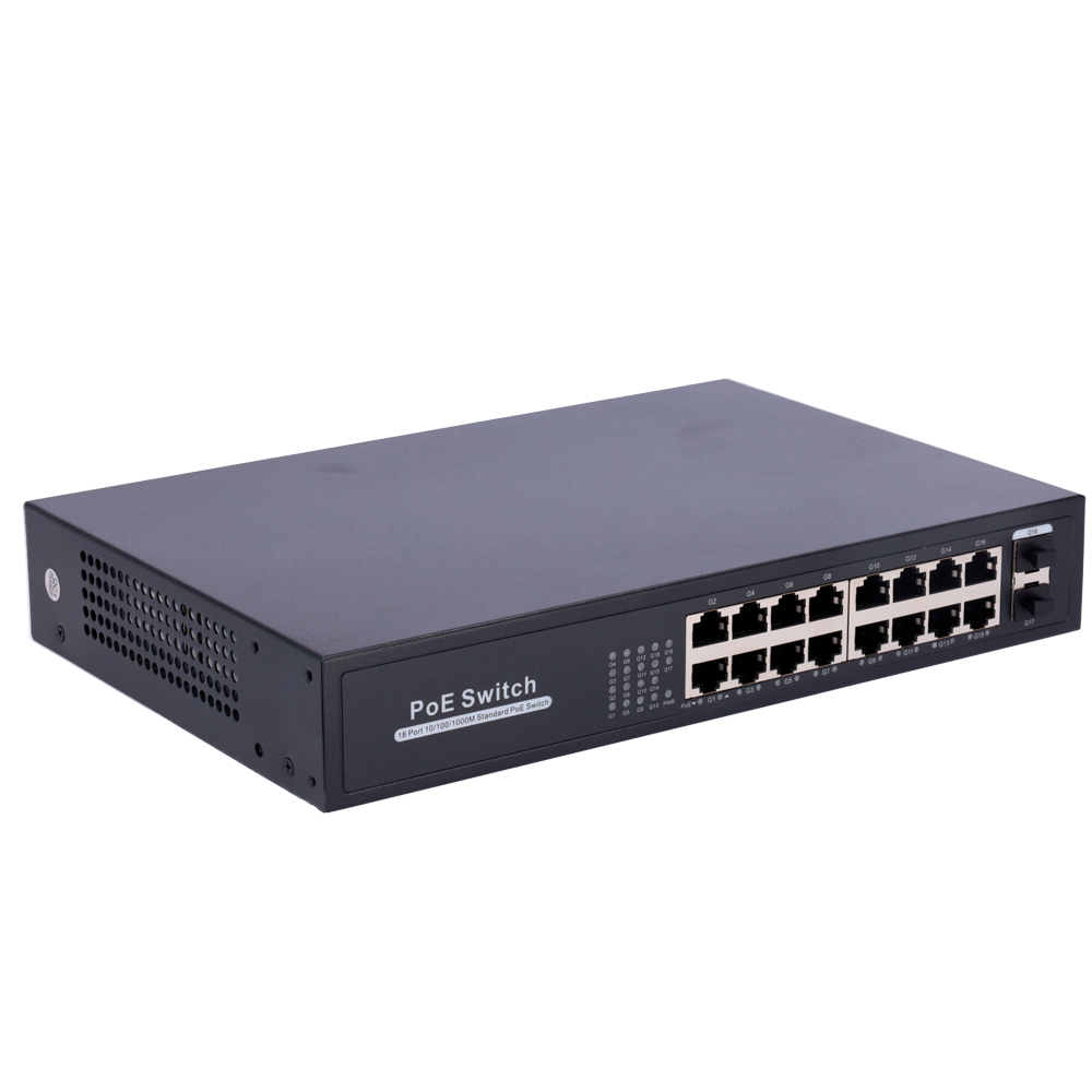 MARCA BLANCA SW1816POE-GF-250-E - Switch PoE - 16 puertos RJ45 + 2 SFP Uplink - 16x 10/100/1000Mbps + 2x 10/100/1000Mbps - 16 Puertos PoE 802.3af/at hasta 30W por puerto - Potencia PoE total 250W - Enrackable - imagen 2