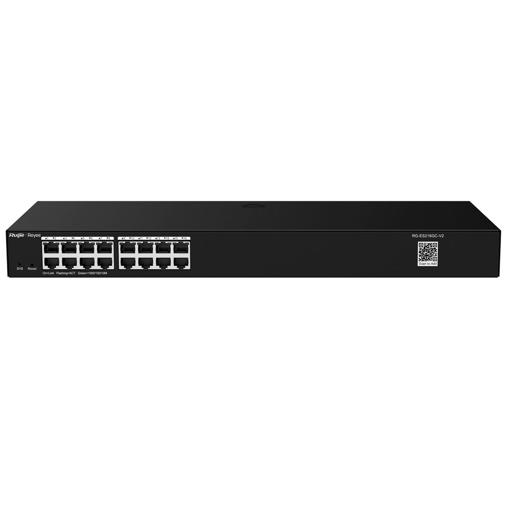 REYEE RG-ES216GC-V2 - Ruijie Reyee Cloud Managed L2 Switch - 16 Puertos Gigabit Ethernet RJ45 de alta velocidad - Reconocimiento inteligente de cámaras IP (CCTV) - Prevención automática de bucles (Loop Prevention) - Gestión en la nube Ruijie Cloud de por - imagen 2