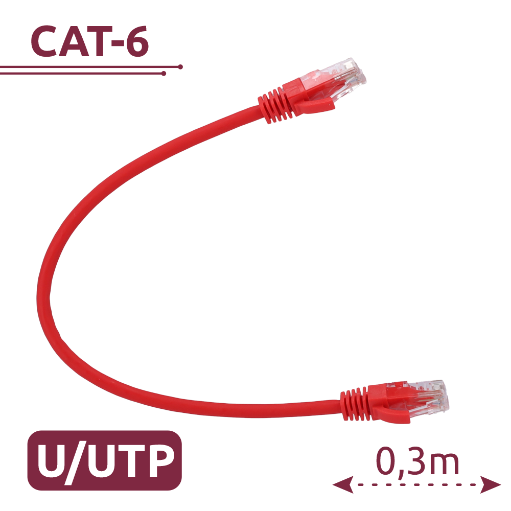 SAFIRE UTP6-H-03R - Cable UTP - Ethernet - Conectores RJ45 - Categoría 6 - 0,3 m - Color rojo - imagen 2