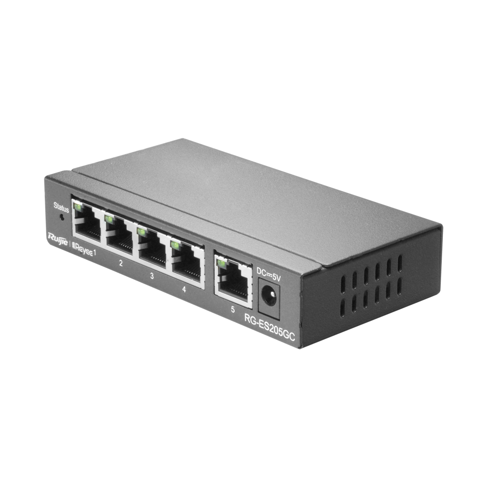 REYEE RG-ES205GC - Ruijie Reyee Cloud Managed L2 Switch - 5 Puertos Gigabit Ethernet RJ45 de alta velocidad - Reconocimiento inteligente de cámaras IP (CCTV) - Prevención automática de bucles (Loop Prevention) - Gestión en la nube Ruijie Cloud de por vida - imagen 2