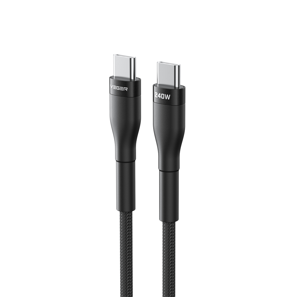 VEGER VG-CC03 - Veger - Cable USB 2.0 para cualquier dispositivo - USB-C a USB-C - Cubierta de metal, Nylon trenzado - Carga rápida PD 240W | 480Mbps - Longitud 1.5m | Color negro - imagen 2