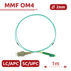 SAFIRE SF-LC-APC-SC-UPC-OM4-DX-1M - Cable de conexión de fibra óptica dúplex - Fibra multimodo OM4 de alta velocidad - Conectores híbridos LC APC y SC UPC - Longitud exacta de 1 metro - Cubierta exterior LSZH color Aqua - Compatibilidad de uso genérica un - imagen 2
