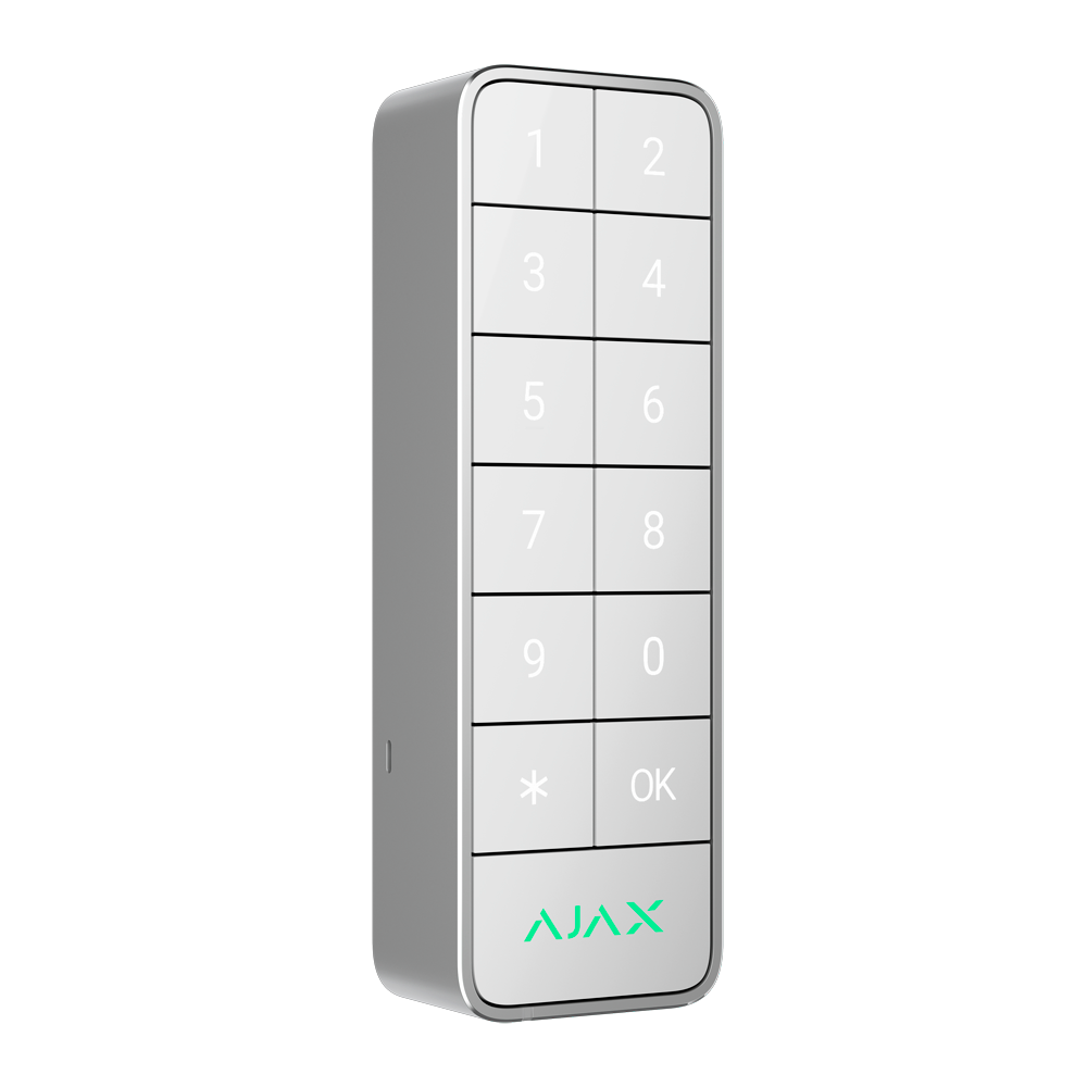 AJAX FIBRA-KEYPADOUTDOOR-W - Teclado para exterior IP66/IK08 con lector RFID - Armado/desarmado total o por grupos - Autenticación: códigos, lector RFID o Bluetooth - Indicación sonora y LED - Control de los escenarios de automatización - Certificado grad - imagen 2