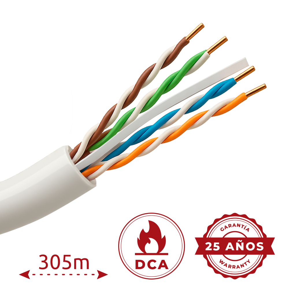 MARCA BLANCA UTP6-305-BC-LSZH-Dca - Cable UTP rígido libre de halógenos - Categoría 6 - Cumple con 90m Fluke test - Conductor OFC, pureza 99.9% cobre - Rollo de 305 metros - Diámetro 5.5 mm - imagen 2