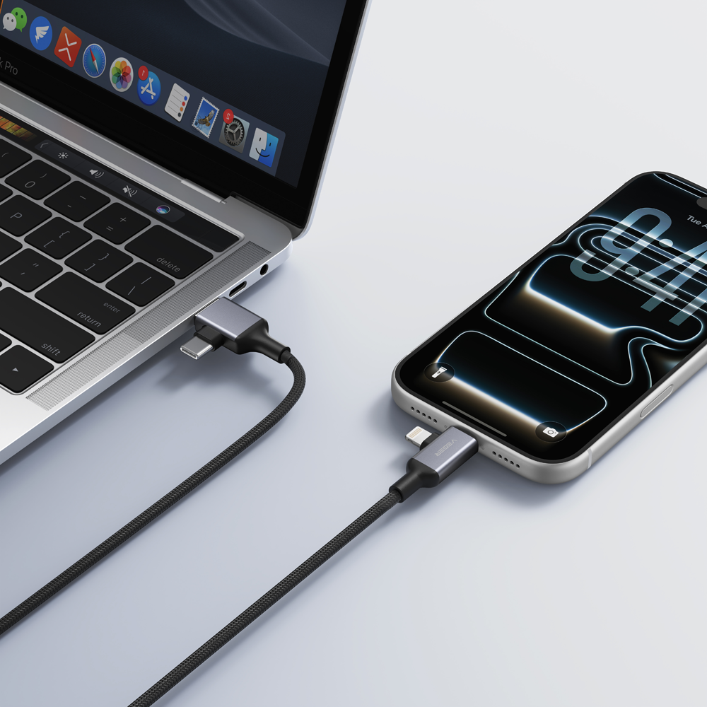 VEGER VG-V313 - Veger - Cable USB 2.0 4 en 1 - USB-A / USB-C a USB-C / Lightning - Conector de aleación de aluminio - Carga rápida PD 60W | 480Mbps - Longitud 1.2m | Color negro - imagen 2