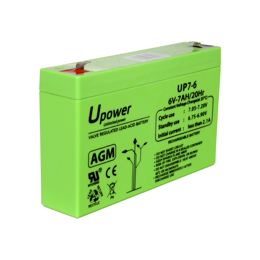 UPOWER BATT-6070-U - Upower - Batería recargable - Tecnología plomo ácido AGM - Voltaje 6 V - Capacidad 7.0 Ah - 100 x 151 x 34 / 1150 g - Para respaldo o uso directo - imagen 2