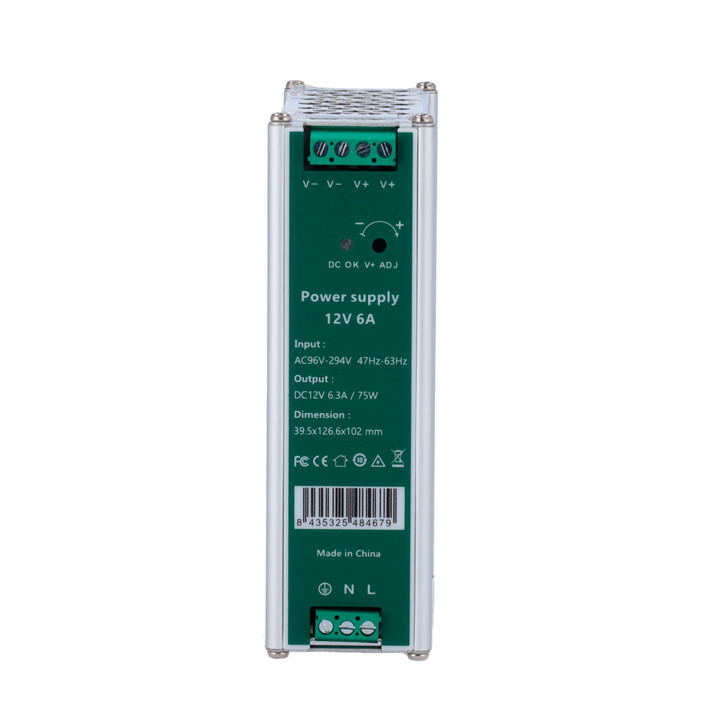 MARCA BLANCA DC12V6A-DIN - Fuente de alimentación industrial - Potencia máxima de salida eficiente de 75W - Suministro continuo regulado de 12V / 6.3A - Entrada de rango universal AC 90V a 264V - Corrección de factor de potencia PFC activa - Formato robus - imagen 2