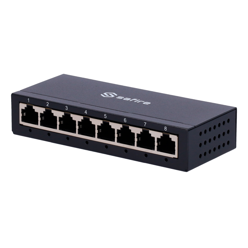 SAFIRE SF-SW08-G-M - Safire Switch de sobremesa - 8 puertos Gigabit - Velocidad 10/100/1000 Mbps - Plug &amp; Play - Tecnología de ahorro de energía - Carcasa de metal - imagen 2