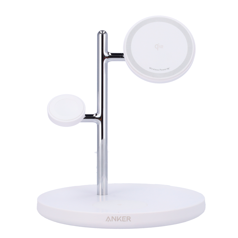 ANKER ANK-PADWCHARGER-3-IN-1-W - Cargador inalámbrico 3 en 1 Anker - Tecnología MagGo - Carga rápida: iPhone, Airpods, Apple Watch - Carga 3 dispositivos a la vez - Carga rápida 25W - Estructura plana | Color blanco - imagen 2