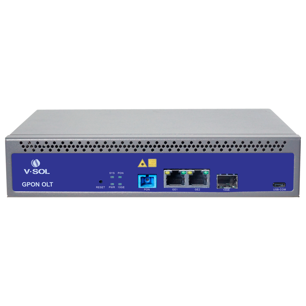 VSOL-V1600GS-F - V-SOL Single Pon Gpon OLT - 2 Puertos RJ45 10/100/1000 Mbps + 1 Puerto SFP+ 1/10Gigabit - Hasta 128 ONT por equipo - Distancia de transmisión hasta 20 km - Enrutamiento Capa 3 ( NAT,DMZ,ACL,PPPOE,DHCP ) - Switching Capa 2 ( VLANs, MULTICA - imagen 2
