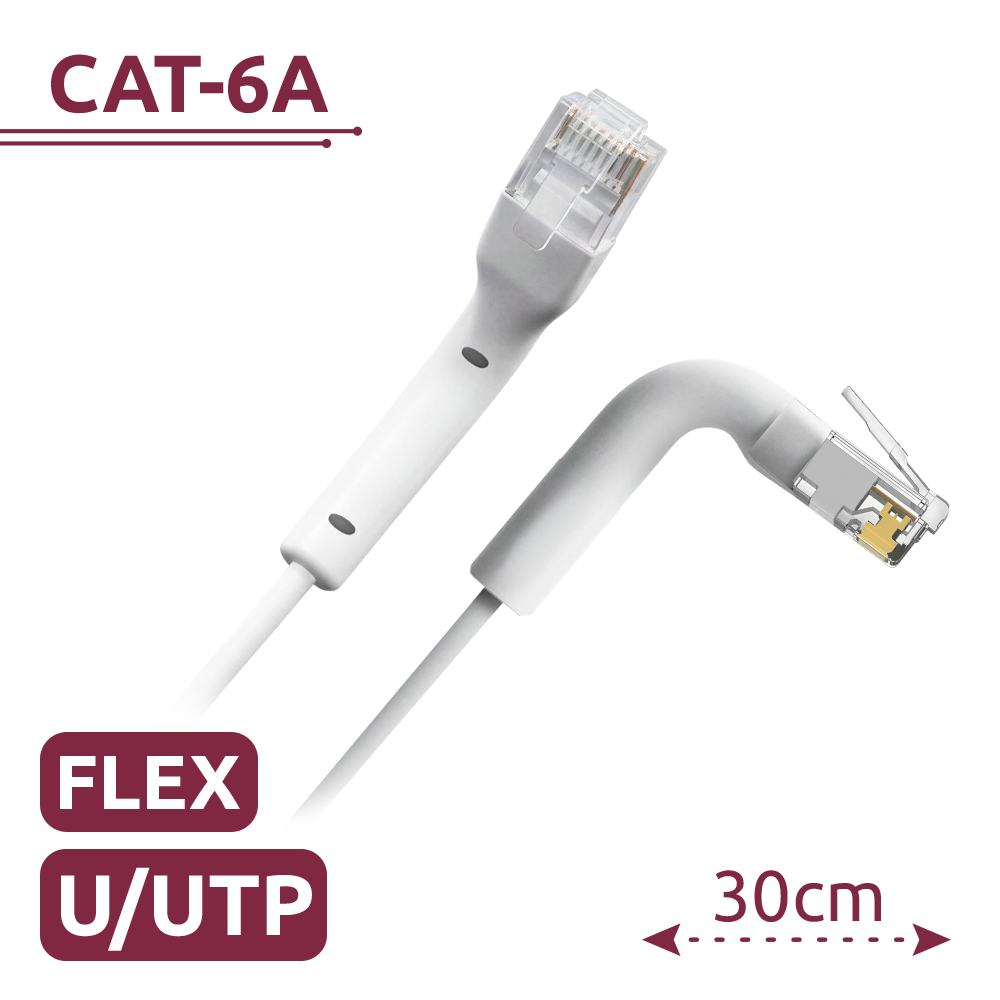 SAFIRE UTP6A-FLEX-03W - Cable UTP flexible - Ethernet - Conectores RJ45 - Categoría 6A - 0,3 m - Color blanco - imagen 2