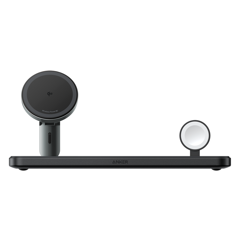 ANKER ANK-PWCHARGER-3-IN-1-B - Cargador inalámbrico 3 en 1 Anker - Tecnología MagGo - Carga rápida: iPhone, Airpods, Apple Watch - Carga 3 dispositivos a la vez - Carga rápida 15W - Estructura horizontal | Color negro - imagen 2