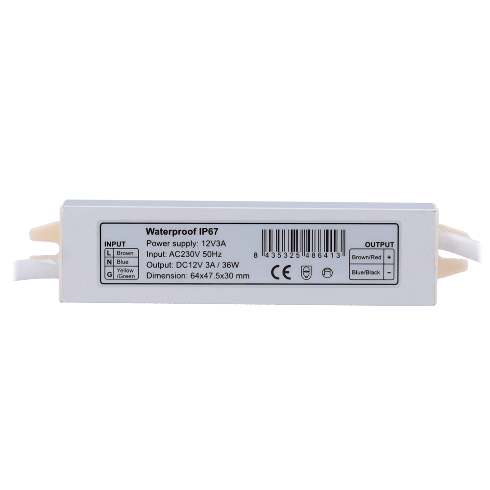 MARCA BLANCA DC12V3A-IP67 - Fuente de alimentación exterior estanca e industrial - Potencia de salida estable de 36W a 12 VDC - Grado de protección impermeable certificado IP67 - Entrada de alimentación estándar AC 230V 50Hz - Triple protección activa de - imagen 2