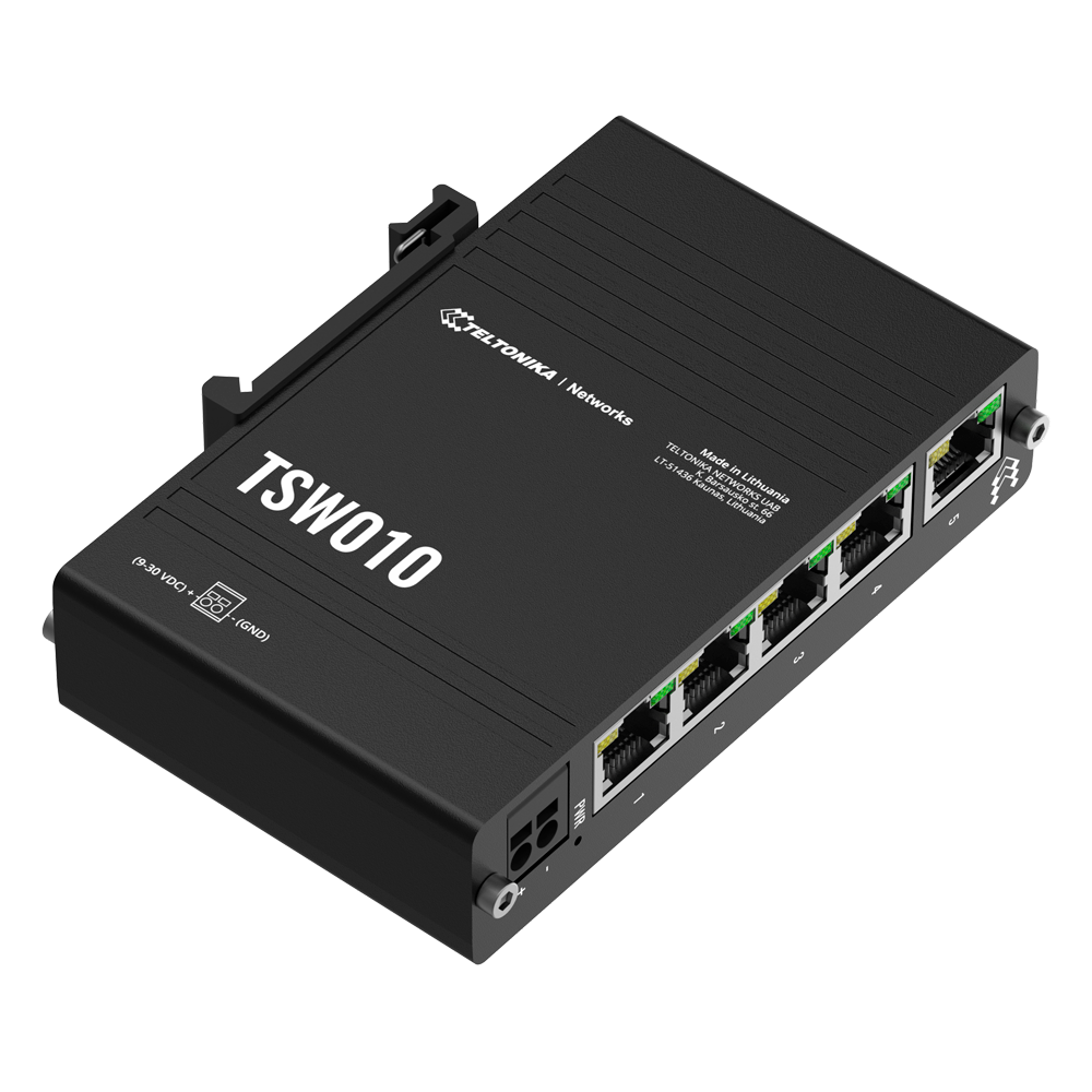 TELTONIKA TK-TSW010 - Teltonika Switch No gestionable Industrial - 5 puertos Ethernet RJ45 Fast Ethernet - Rugerizado Carcasa Aluminio - Plug and Play - Alimentación DC 9 a 30V - Led de Estado - imagen 2