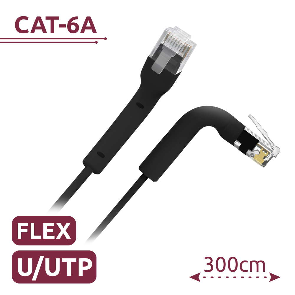 SAFIRE UTP6A-FLEX-3BK - Cable UTP flexible - Ethernet - Conectores RJ45 - Categoría 6A - 3 m - Color negro - imagen 2