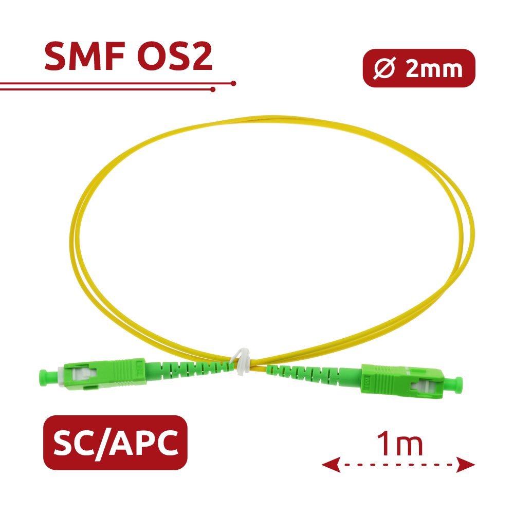 SAFIRE SF-SC-APC-SC-APC-SM-SX-1M - Cable de conexión de fibra óptica - Fibra monomodo G657A2 de alto rendimiento - Conectores SC APC en formato simplex - Longitud exacta de 1 metro - Cubierta exterior LSZH segura - Compatibilidad de uso genérica - imagen 2