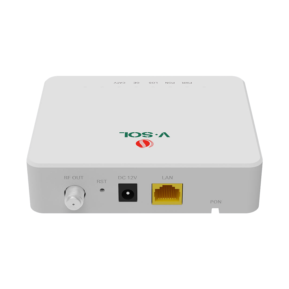 VSOL-V2801T - Detección automática de cabeceras GPON y EPON - Salida coaxial de televisión RF con sistema AGC - Puerto LAN Gigabit con auto-negociación RJ45 - Modos de trabajo configurables Bridge y Router - Gestión remota unificada vía OMCI, OAM y TR-069 - imagen 2