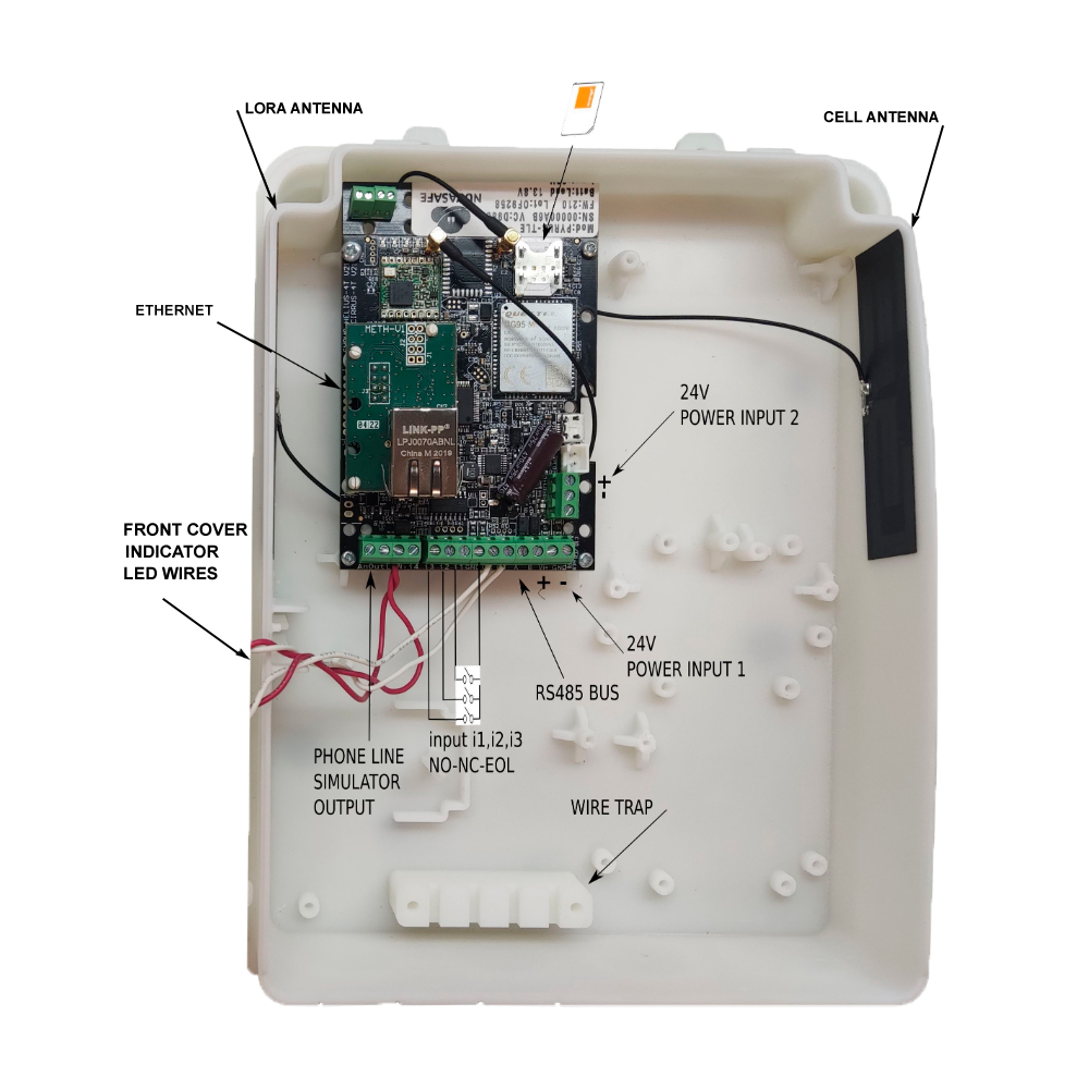 NUVATHINGS PYRUS-TLE - Transmisor de alarma certificado EN54-21 - ETHERNET, GPRS/NBIOT/LTE-CAT-M1 + LORA - Comunicación con CRA/CRI - 3 entradas (NO, NC, RFL) y 2 salidas OC - Cloud para configuración y monitorización. - Permite montaje interno/externo a - imagen 2